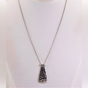 Silpada Sterling Silver Hammered N1592 Curved Tie Paddle 925 Pendant 18" Chain